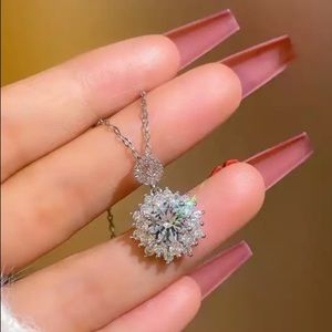 New Sterling silver Oversized Diamond Pendant Necklace For Women